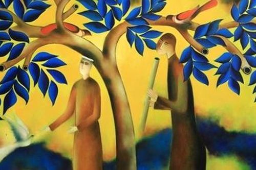 Nhà thơ Nguyễn Quang Thiều mở triển lãm tranh 'Người thổi sáo'