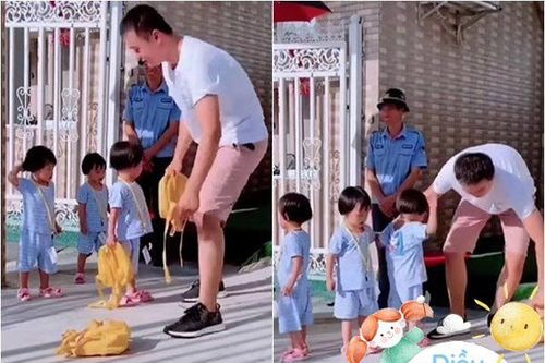 Bố đón con muộn, phản ứng của cô bé khiến bác bảo vệ phía sau cũng gật gù