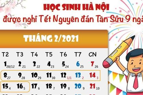 Học sinh Hà Nội được nghỉ Tết Nguyên đán Tân Sửu 9 ngày