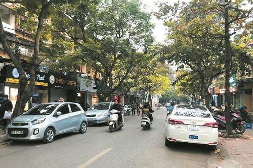 Ô tô chiếm dụng lòng đường phố Quỳnh Mai