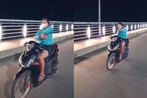 Cô gái đi xe máy thả hai tay 'múa quạt' tại Quảng Ngãi