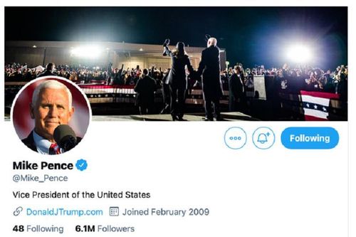 Phó Tổng thống Pence đổi bìa Twitter sau cuộc bạo loạn