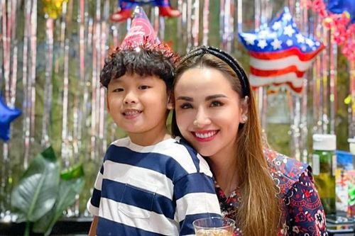 Lại 1 năm chồng Hoa hậu Diễm Hương vắng mặt trong tiệc sinh nhật con trai?