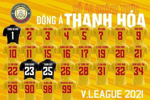 CLB Đông Á Thanh Hóa chốt danh sách, số áo cầu thủ đăng ký thi đấu tại giải LS V.League 2021