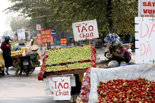 Hoa quả giá rẻ không rõ nguồn gốc bày bán ngập phố Hà Nội