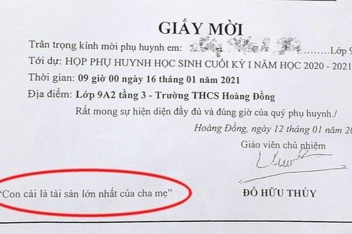 Thầy giáo bị phê bình vì ghi 'Con cái là tài sản lớn nhất của cha mẹ'