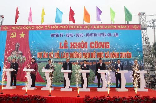 Huyện Gia Lâm: Khởi công dự án kè hồ, làm đường dạo hồ Vực