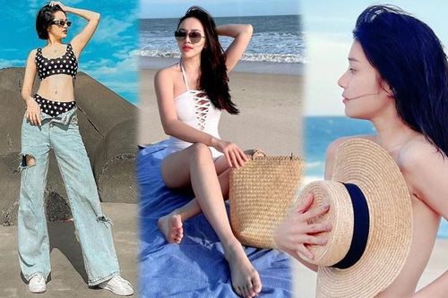 Sao Việt đi biển: Hoàng Yến Chibi bán nude táo bạo, Bảo Anh diện mốt 'tụt quần'