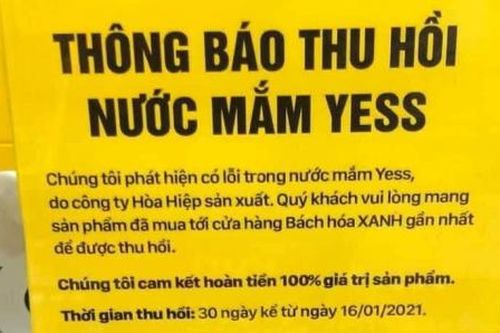 Lấp lửng lý do thu hồi nước mắm Yess khiến người tiêu dùng hoang mang