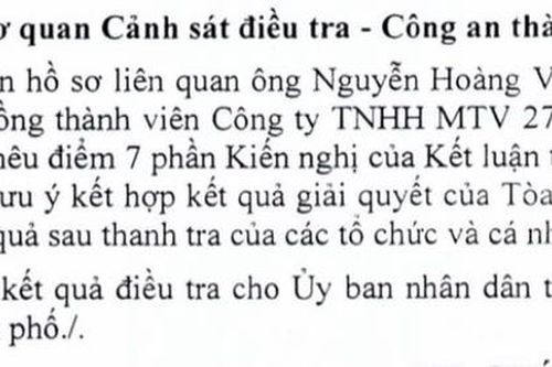 Chuyển hồ sơ cho Công an TPHCM điều tra nguyên giám đốc Công ty 27/7