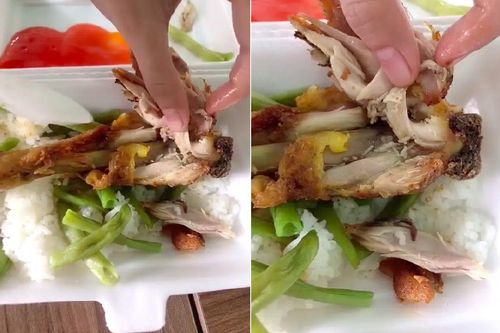 Mua cơm vỉa hè, cô gái toát mồ hôi với 'vật thể lạ' xuất hiện bên trong thức ăn