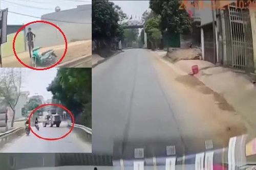 Tránh máy xúc sang đường ẩu, nam thanh niên lao vào bãi đất