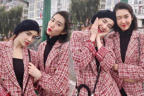 Nhã Phương streetstyle như gái Pháp mặc đồ đôi cùng cô bạn thân Thúy Ngân
