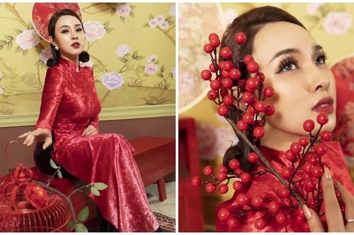 Ca sĩ Bảo Trâm đẹp dịu dàng với áo dài Tết
