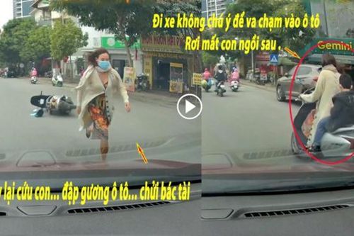 Nữ 'ninja đi Lead' va chạm ô tô 'rơi' con xuống đường