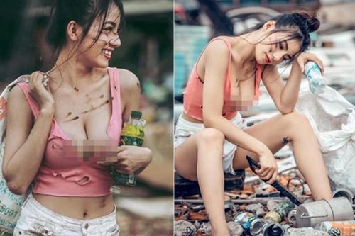 Cô gái mặc hở hang chụp ảnh bên bãi rác bị 'ném đá'