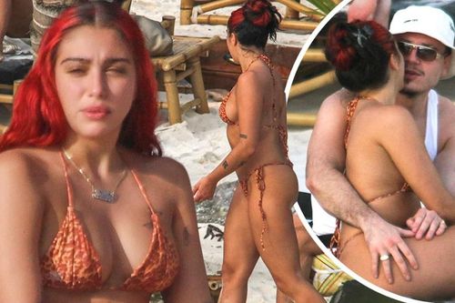 Con gái Madonna mặc bikini nóng bỏng hoang dại, tình tứ bạn trai ở biển