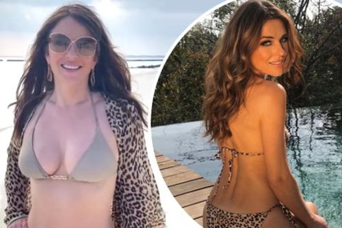 Elizabeth Hurley mặc bikini bé xíu, khoe hình thể đáng ngưỡng mộ tuổi U60