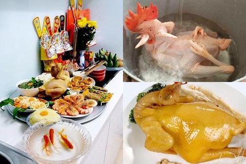 Cách luộc gà cúng ông Công ông Táo vàng ươm, không bị nứt