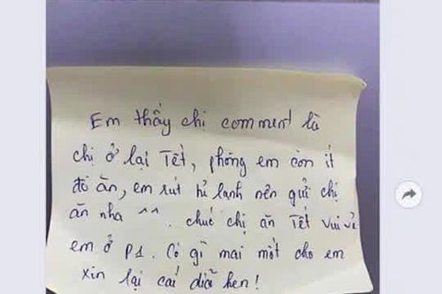 Nữ sinh tặng đồ ăn cho hàng xóm và nhận được tin nhắn bất ngờ