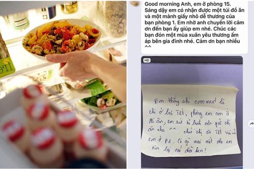 Thấy chị hàng xóm ở lại phòng trọ ăn Tết, nữ sinh gửi tặng ít đồ ăn kèm lời nhắn đầy ấm áp