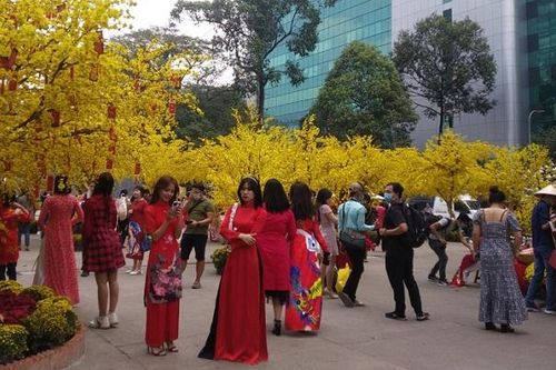 Người dân TP Hồ Chí Minh thờ ơ phòng dịch tại 'đường mai vàng'