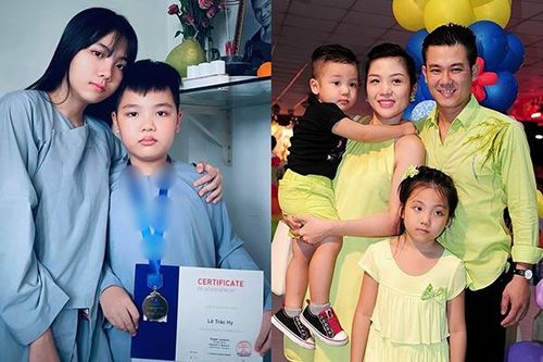 Hai con Vân Quang Long khoe thành tích học tập trước bàn thờ bố