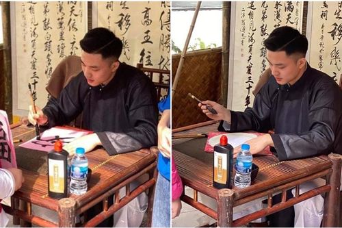 Thầy đồ điển trai cực phẩm khiến hội nữ sinh rần rần rủ nhau sang xin chữ