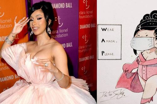 Cardi B chia sẻ bức tranh mang thông điệp chống dịch COVID-19 do fan Việt vẽ