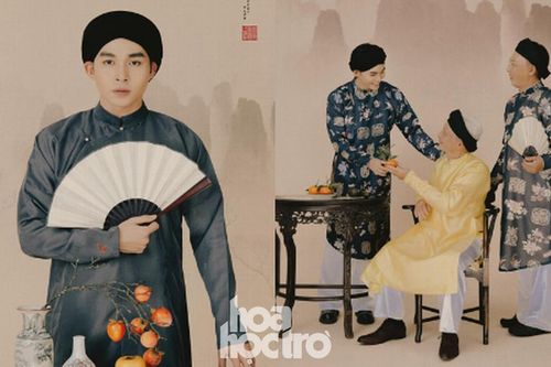 Jun Phạm 'ngược dòng thời gian', mặc cổ phục Việt chụp hình bên gia đình đón Tết