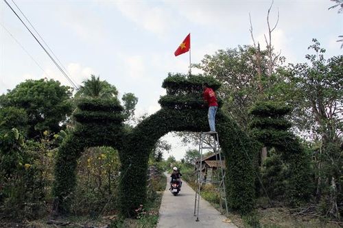 Độc đáo cổng tam quan bằng cây xanh ở huyện An Minh, Kiên Giang