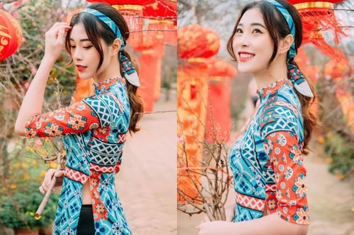 'Hot girl bóng chuyền' diện áo dài khoe dáng yêu kiều đón Xuân
