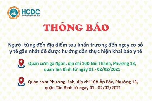 TP.HCM thông báo khẩn tìm người từng đến 2 quán cơm