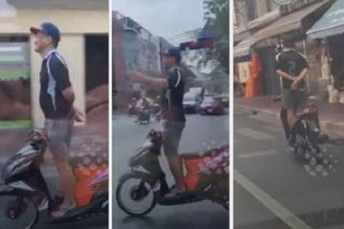 Hãi hùng cảnh thanh niên chạy xe tay ga thả hai tay gây chú ý