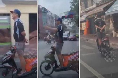 Thanh niên chạy xe tay ga thả hai tay gây chú ý