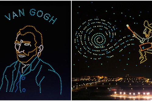 Xem 600 chiếc drone 'vẽ' cuộc đời danh họa Van Gogh trên trời đêm