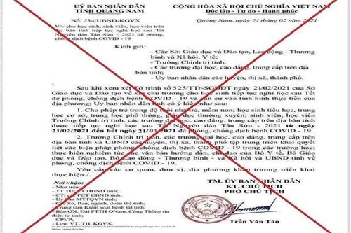 Điều tra kẻ làm giả văn bản UBND tỉnh cho học sinh nghỉ đến 21/3