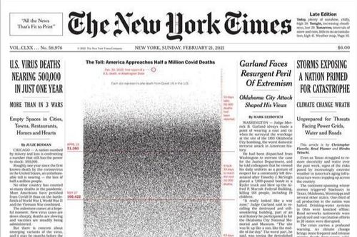 Nửa triệu chấm đen tang tóc trên trang nhất New York Times