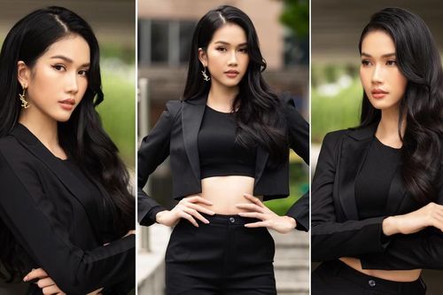 Á hậu Phương Anh mặc áo crop-top khoe vòng eo 'con kiến'