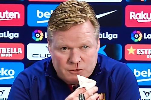 HLV Koeman bị chảy máu mũi giữa họp báo