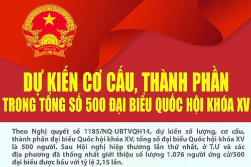 Dự kiến cơ cấu thành phần trong tổng số 500 đại biểu Quốc hội khóa XV