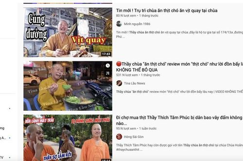 Quay nội dung 'thầy chùa ăn thịt chó', nhiều YouTuber bị công an mời lên làm việc