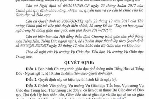 Thông tin xác thực về bộ môn tiếng Hàn và tiếng Đức trở thành môn học bắt buộc