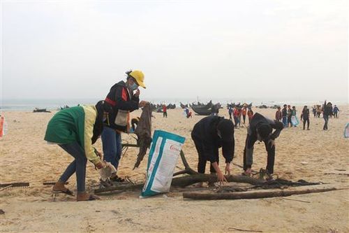 Ra quân làm sạch bãi biển Nhật Tân
