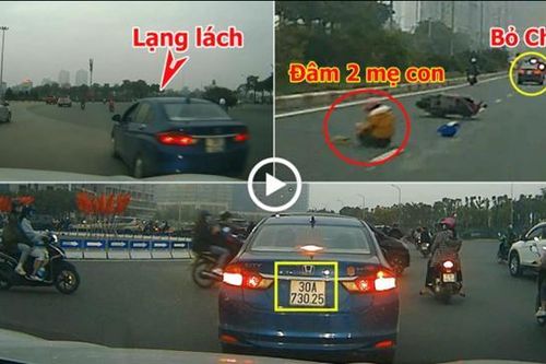 Ô tô 4 chỗ lạng lách, tông ngã 2 mẹ con đi xe máy rồi bỏ chạy