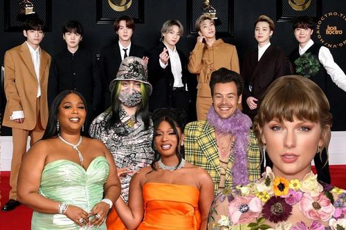 Thảm đỏ rực rỡ Grammys 2021: BTS hút spotlight, Taylor Swift đẹp như nàng tiên hoa