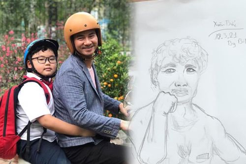 Xuân Bắc 'cạn lời' khi thấy ảnh chân dung con trai Bi Béo vẽ cho mình