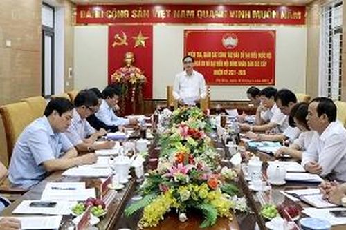 Kiểm tra, giám sát công tác bầu cử đại biểu Quốc hội khóa XV và đại biểu HĐND các cấp nhiệm kỳ 2021 - 2026 tại huyện Hạ Hòa