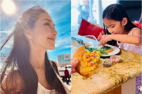 Kim Hiền 'mát dạ' khi được con gái làm đồ ăn sáng, còn pha nước bồi bổ cho anh trai