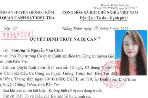 Truy nã nữ đối tượng đặc biệt nguy hiểm